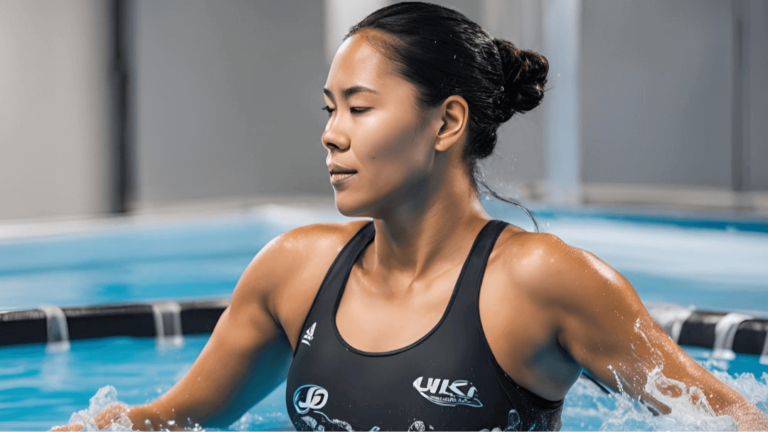 An image of an athlete using a hydrotherapy pool post-workout